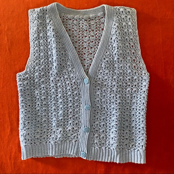 Vintage Tops - 🦋 Vintage Handmade Sweater Vest Top Crotchet Boho